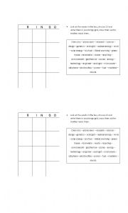 English worksheet: technology bingo