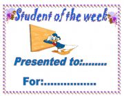English Worksheet: STUDENT OF THE WEEK