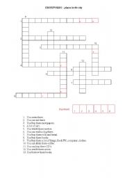 English Worksheet: Places in the city - crosswords