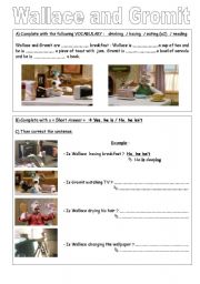 WALLACE and GROMIT BE+ ING Worksheet N1