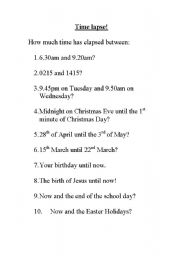 English worksheet: Time Lapse