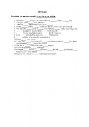 English worksheet: articles