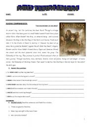 English Worksheet: the lord of the rings - global exam