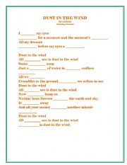 English worksheet: Dust in the wind lirycs
