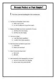 English worksheet: Present Perfect and Simple Past