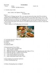 English Worksheet: Thanksgiving day