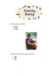 English worksheet: Healthy eating quiz