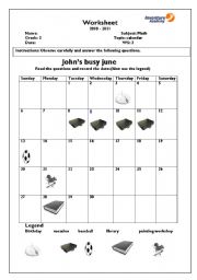 English Worksheet: calendar