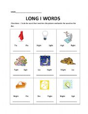 English worksheet: Long i Words