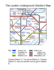 English Worksheet: London Underground Pairwork Activity