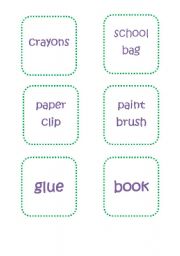 English Worksheet: CLASSROOM OBJECTS MEMORY GAME PART 2
