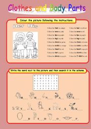 English Worksheet: Clothes and Body Parts