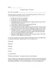 English Worksheet: Biography Poster Project