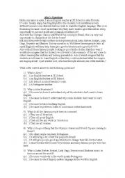 English worksheet: Alex questions