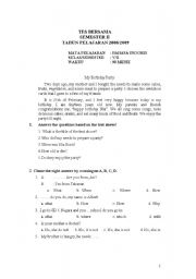 English worksheet: GRADE 5 TEST