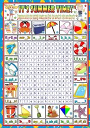 ITS SUMMER TIME-WORDSEARCH- KEY TO THE WORDS INCLUDED