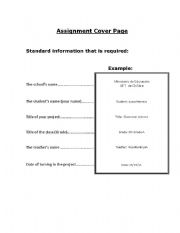 English worksheet: Cover Page for assignments