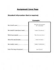 English Worksheet: Cover Page for assignments