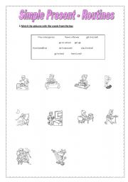 English worksheet: Simple Present- Routines