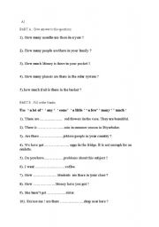 English Worksheet: how many_ how much