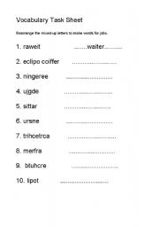 English Worksheet: Jobs Spelling