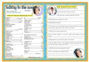 Songs4Class: Talking to the moon (Bruno Mraz)  listening  comprehension  writing  keys  2 pages  editable