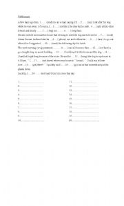 English Worksheet: mixed verb tenses for a test