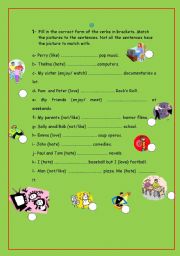 English Worksheet: like and dislike