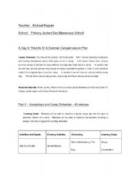 English Worksheet: A Day In The Life Of A Camper
