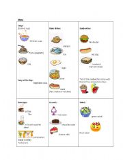 English Worksheet: menu