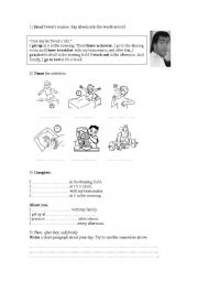 English worksheet: Tevezs routine