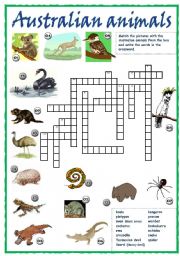 Australian animals crossword
