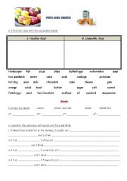 English Worksheet: Food, transports and time