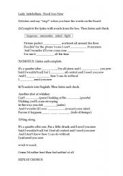 English Worksheet: Need You Now by Lady Antebellum exercise