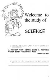 English Worksheet: Welcome to The World of Science!