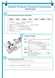 English Worksheet: Simple Present and Present Continuous