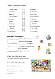 English worksheet: school activity