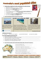 English Worksheet: Australias most populated places - a brochure about Sydney - comparative and superlative **editable** 