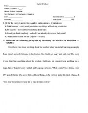 English worksheet: Negatives and Punctuation