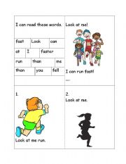 English Worksheet: build your own reading book - I can run