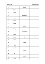 English worksheet: Verb test