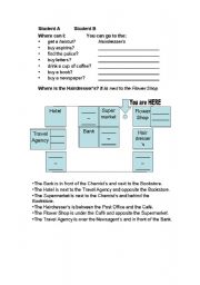 English Worksheet: town facilities and prepositions of place