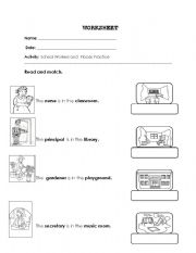 English worksheet: School Workers and locations