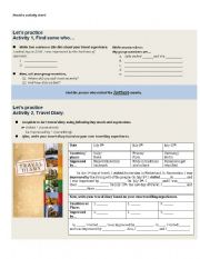 English Worksheet: writing travel diary_practice activity sheet