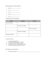 English worksheet: Past Continuous Exercises