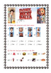 English Worksheet: Cloudy with a chance of meatballs
