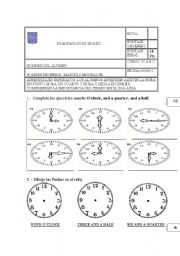 English worksheet: oclock time