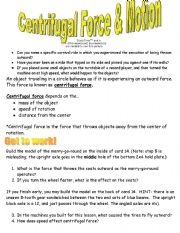 English Worksheet: Centrifugal force