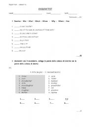 English worksheet: test easy