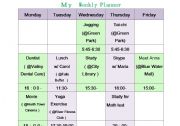 English Worksheet: my weekly planner